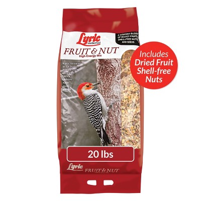 Lyric 20lb Fruit and Nut High Energy Mix Wild Bird Food: Attracts Cardinals, Woodpeckers & More