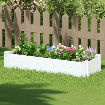 PexFix 51.2 in. L x 13 in. H Outdoor White Rectangular Vinyl Rail and Garden Fence Planter for Vegetables Flowers