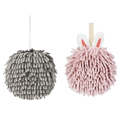 REGALWOVEN 2 Pcs Comfortable Soft Absorbent Chenille Fuzzy Hand Towels