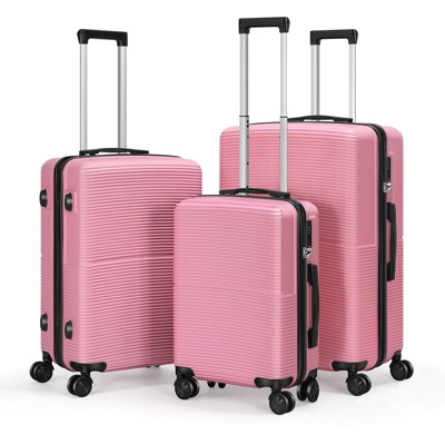 Oumilen Hardside Spinner Luggage Sets in Pink, 3 Piece, TSA Lock