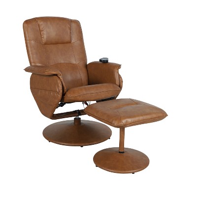 Flash Furniture Massaging Multi-Position Recliner with Deep Side Pockets and Ottoman with Wrapped Base