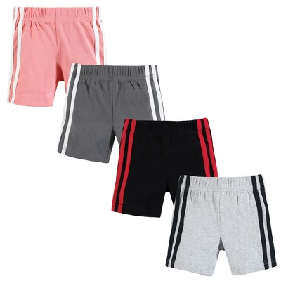Hudson Baby Boy Shorts Bottoms 4-Pack, Red Black