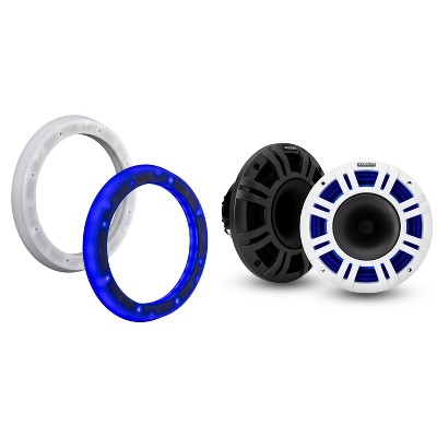 Kicker 48KMXL84 8" LED Horn-Loaded Marine Speakers & 51KLSR88 - 8.8-Inch to 8-Inch LED Adapter Rings Bundle