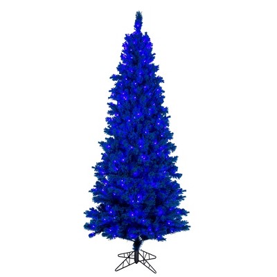 Vickerman Artifical Flocked Turquoise Slim Fir Christmas Tree PreLit