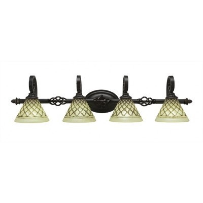Toltec Lighting Elegante 4 - Light Vanity in  Dark Granite with 7'' Chocolate Icing Shade