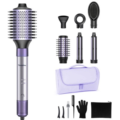 Teendow 7-in-1 Hair Dryer Brush with Bag, Hair Styler Set, Hot Air Styling Tool, Blow Dryer Brush with Negative Ions, Lavender