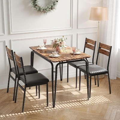 5 Piece Dining Table Set, Kitchen Dining Room Table Set for 4, Upholstered Chairs, for Home Restaurant Apartment, Easy Assembly