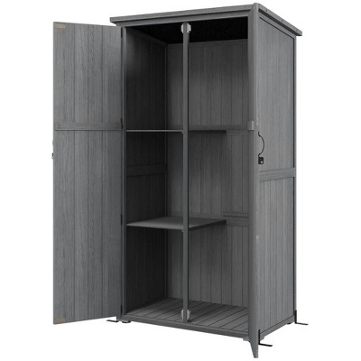 Resenkos Storage Garden Shed,Garden Sheds,Outdoor Storage Cabinet Garden Shed with Waterproof Asphalt Roof and Lockable Doors, Gray