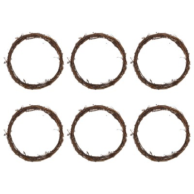 Unique Bargains Metal Door Window Decorations Hoop Round Rattan Wreaths 6 Pcs