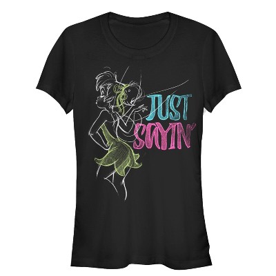 Juniors Womens Peter Pan Tinker Bell Just Saying T-Shirt
