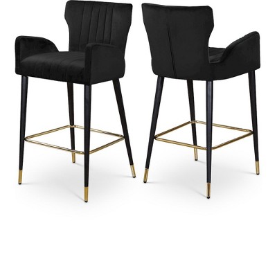 Meridian Furniture,Luxe Black Velvet Stool, Set of 2