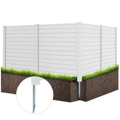Tangkula 2PCS air conditioner fences outdoor privacy fences outside privacy screens trash can enclosures PVC privacy fences with metal ground stakes