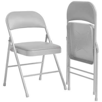 2 Pack Folding Chairs with Padded Cushions, Padded Foldable Chair Hold Up to 350 Pounds, Portable Black Folding Chair