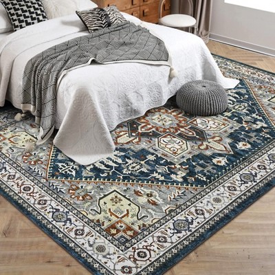 Garvee Vintage Area Rugs - Large Machine Washable, Ultra-Soft Non-Slip, Stain Resistant Carpet for Living Room, Bedroom, Dining Room, and Office