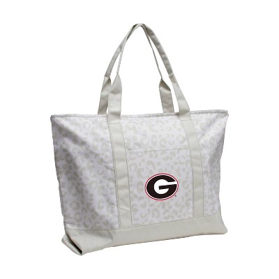 NCAA Georgia Bulldogs Leopard Pattern Tote: Polyester Animal Print Handbag