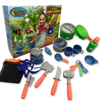 Nature Bound Camp Cookout Set – 15pc Cooking Kit, Light & Sound Burner 3+