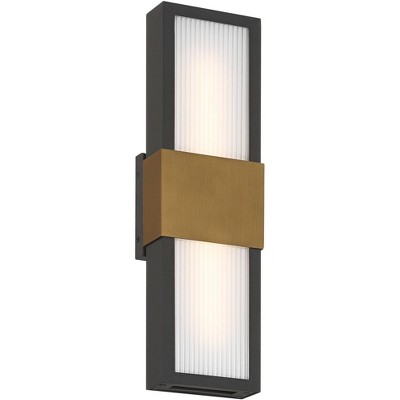 Possini Euro Design Possini Euro Radford 18"H Sand Black and Brass LED Outdoor Wall Light