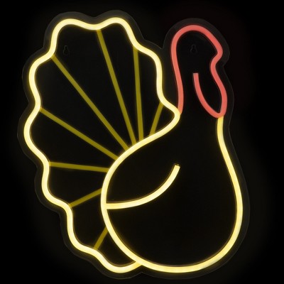 Northlight 15" LED Lighted Neon Style Fall Harvest Turkey Window Silhouette
