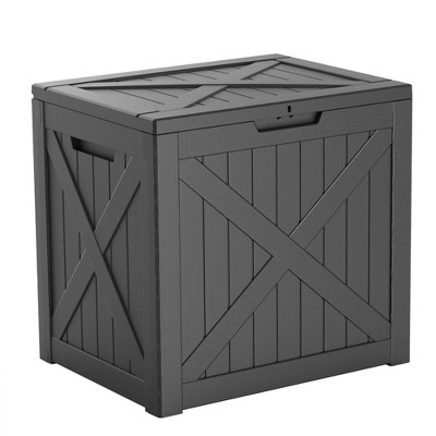 INFURNIC Deck Boxes, Portable Storage Box with Waterproof Function for Storage Patio Furniture, Garden Tools, All Weather Use, Black, 22"*17.1"*20.9"