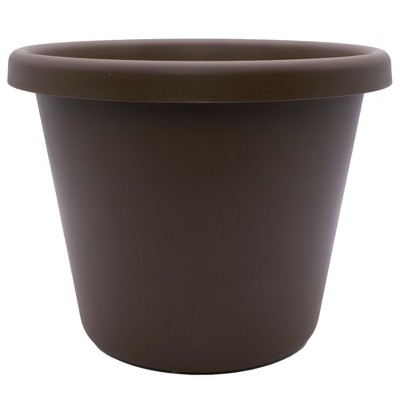 The HC Companies 17 Inch Round Classic Planter - Plastic Plant Pot for Indoor Outdoor Plants Flowers Herbs, Chocolate