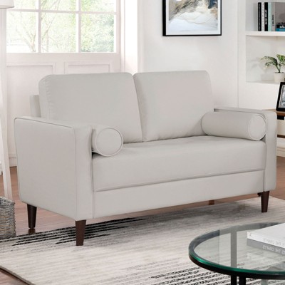 TiramisuBest Modern Dark Gray Loveseat Sofa, Textured Fabric 2-Seater Couch with Rounded Arms, Attached Cushions for Living Room, Bedroom
