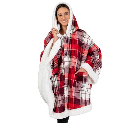 PAVILIA Angel Wrap Hooded Blanket for Women Adult, Wearable Cozy Wrap Throw Fleece Shawl Cape