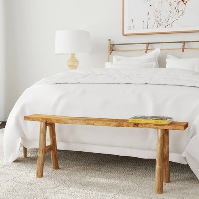 East at Main Acacia Skinny Bench Brown: Solid Wood, Rectangular, Unupholstered, Entryway Seating