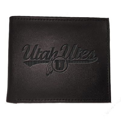 Evergreen NCAA University of Utah Black Leather Bifold Wallet Officially Licensed with Gift Box