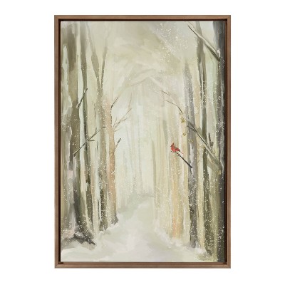 Kate & Laurel All Things Decor 23"x33" Sylvie Winter Landscape 2 Framed Canvas Wall Art by Annie Quigley Nature Holiday Snow