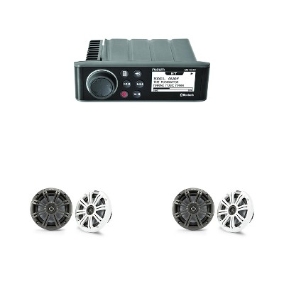 Fusion Entertainment MS-RA70 Marine Entertainment System with Bluetooth With 2 Pairs KM65 6.5-Inch (165mm) Marine Coaxial Speakers with 3/4-Inch Tw...