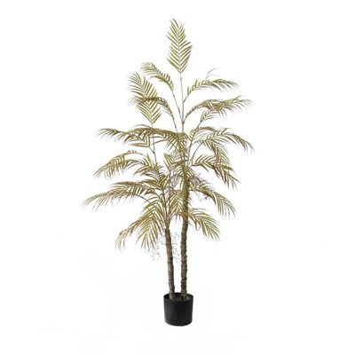 Artificial Palm Tree Double Pole, Large Fake Tropical Plant in Pot for Home Office Balcony Indoor Outdoor Decor