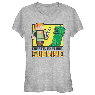 Juniors Womens Minecraft Create Explore Survive T-Shirt