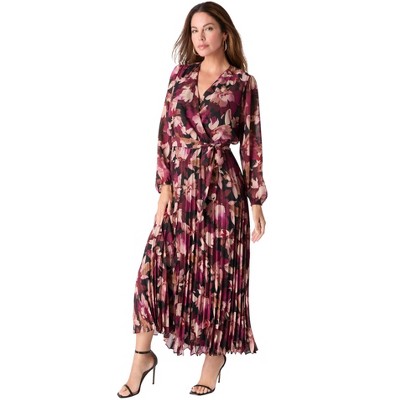 Roaman's Pleated Chiffon Maxi Dress