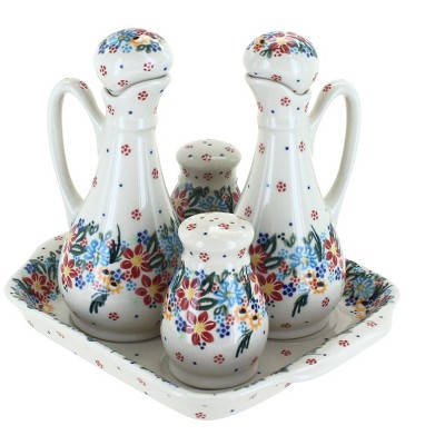Blue Rose Polish Pottery 41 Vena Table Accessory Set