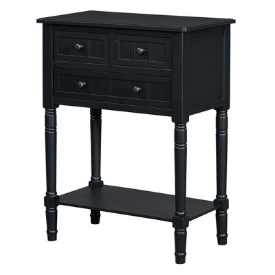 Ridstar 31.4 in. H Black Console Tables with Three Storage Drawers & Bottom Shelf