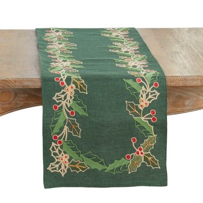 Saro Lifestyle Holly Table Runner, 16"x72", Green