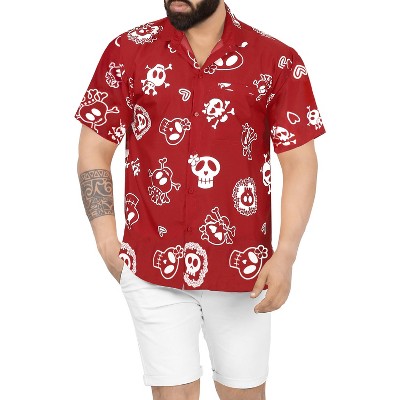 LA LEELA Mens Hawaiian Shirts Short Sleeve Button Down Shirt Men's Pirates Shirts Beach Holiday Hawaii Shirts for Men Funny