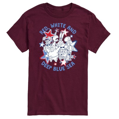Men's - SpongeBob SquarePants - Red, White, and Deep Blue Sea Short Sleeve Graphic T-Shirt