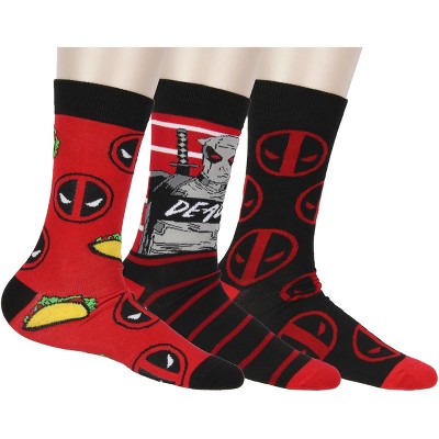 Marvel Deadpool The Degenerate Men's 3-Pack Mid-Calf Adult Crew Socks
