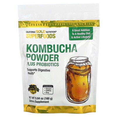 California Gold Nutrition Superfoods, Kombucha Powder with Kombucha, Brewed Apple Cider Vinegar and Soluble Tapioca Fiber Plus Probiotics, 5.64 oz