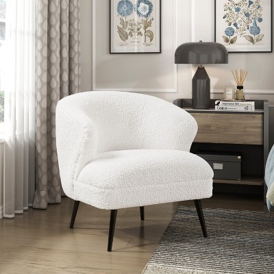 Sapphtopaz 1pc Luxury Accent Chair Boucle Upholstery Lounge Chair with High-Density Foam Seat Cushions, Living Room Chair Comfy Chair