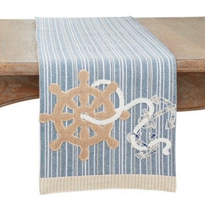 Saro Lifestyle Table Runner with Helm and Anchor Design
