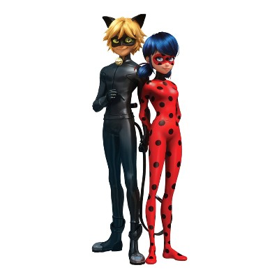 RoomMates Miraculous Tales of Ladybug and Cat Noir Giant Peel and Stick Kids' Wall Decals: PVC Figures, 28pc