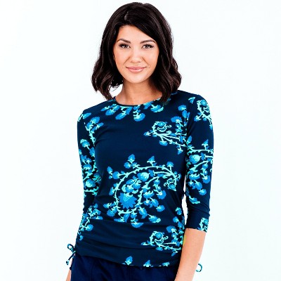 Calypsa Women's 3/4 Sleeve Rash Guard UPF 50+ Margaux Swim Top