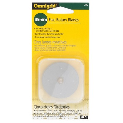 Omnigrid 5pk 45mm Rotary Replacement Blades: Carbon Steel Craft Cutting Tools, Cut Materials up to 1.5mm, Silver
