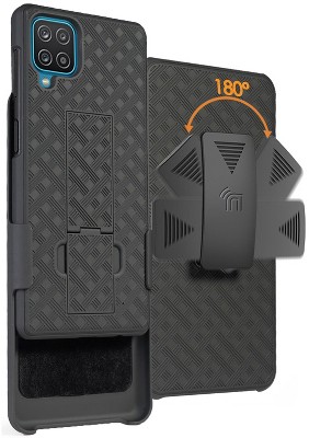 Nakedcellphone Case with Stand and Belt Clip Holster for Samsung Galaxy A12 5G - Black