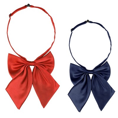 Allegra K Women's Pre-tied Adjustable Neck Strap Solid Color Cute Bowknot Bow Tie 2Pcs
