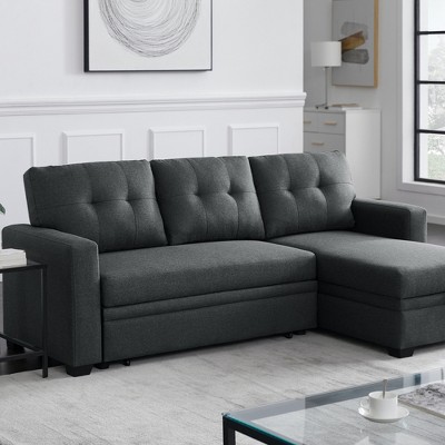 TIRAMISUBEST Linen Upholstered Sectional Sofa with Storage Chaise – Modern Gray Tufted Design for Compact to Medium Spaces-6 Color