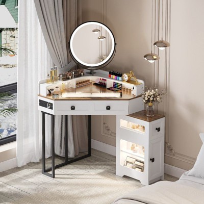 Vlsrka Corner Makeup Vanity With Mirror