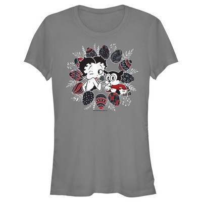 Juniors Womens Betty Boop Easter Egg Frame T-Shirt